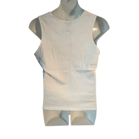 Bay Studio Plus Size 1X Yellow and White Sleeveless V Neck Tank Tops Shirts Soft - Picture 7 of 9